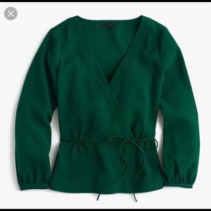 J Crew Drapey Crepe Faux Wrap Top - Size 4P